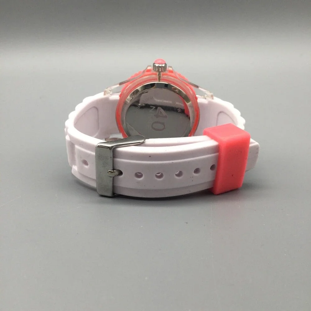 40nine Womens Watch 40mm Pink Case White Silicone Strap Date Quartz 50m